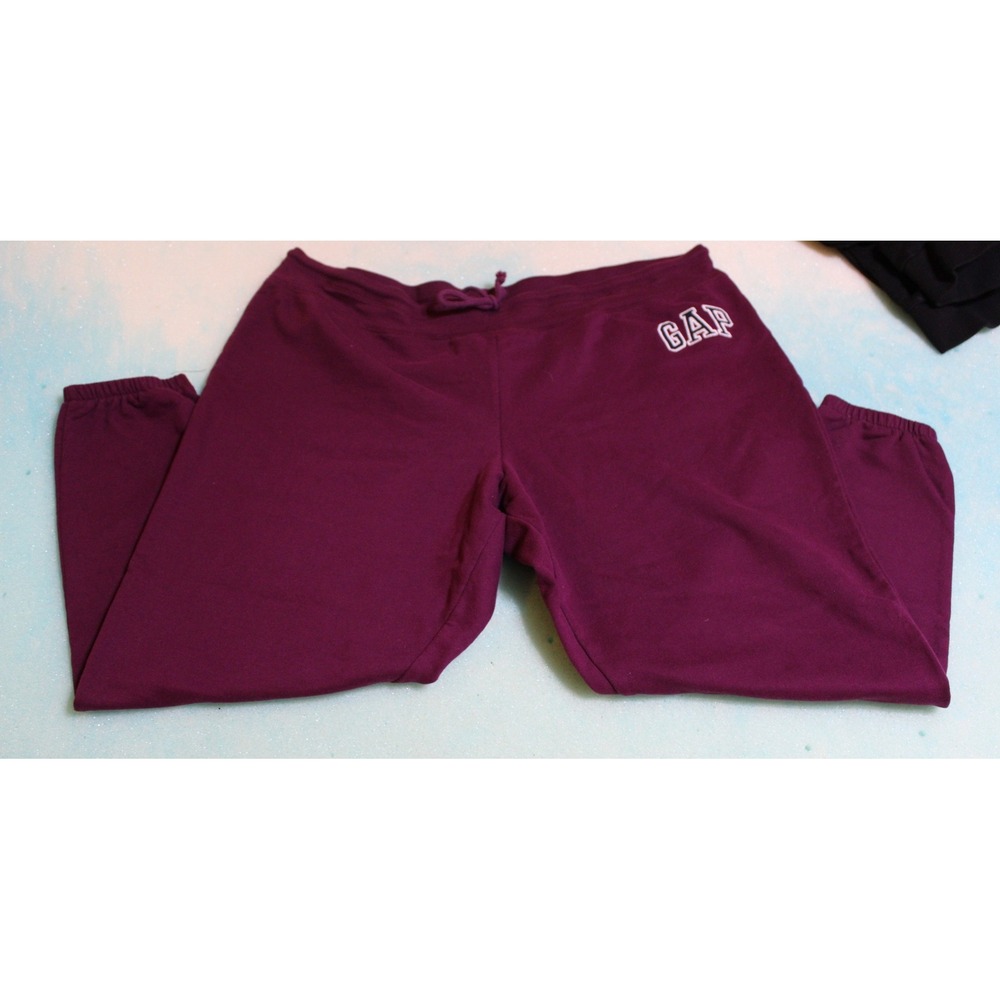 Gap Womens XXL Burgundy Fleece Capri Joggers Arch Logo Sweatpants Drawstring
